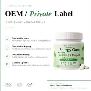 หมากฝรั่งเคี้ยวเพื่อพลังงานเชิงหน้าที่แบรนด์ OEM พร้อมคาเฟอีนจากธรรมชาติและแอล-ธีอะนีน - Product Image 2