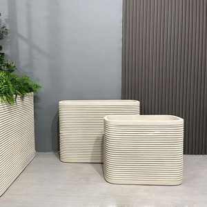 Horti Club Bac à fleurs rectangulaire en ciment, style nordique minimaliste, revêtement poudré, léger, durable, écologique, pour la maison et le jardin - Product Image 3