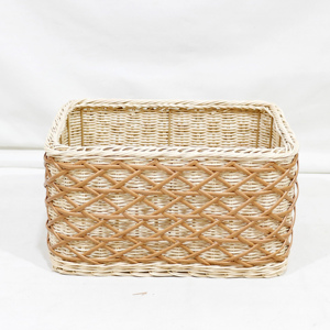 Trending Rattan <b>Storage</b> <b>Baskets</b> Rectangle With Handles Nordic Style Beige White For Sundries <b>Storage</b> - Product Image 3
