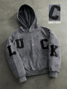 Sweat à capuche oversize délavé pour homme, style streetwear décontracté, idéal pour la gym, en tissu épais, pull à capuche hiver, prix abordable, personnalisation OEM - Product Image 5