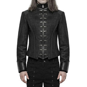 Men's Steampunk Short <b>Jacket</b> Black <b>Gothic</b> 95% Polyester 5% Spandex Leather Rivet Studs <b>Jackets</b> 2026 - Product Image 3