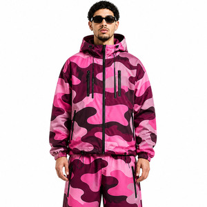 Pink Custom Camouflage Waterproof Windbreaker <b>jacket</b> for men TPU Coated Waterproof Fabric Tracksuit Outdoor Nylon Rain Outerwear - Product Image 4