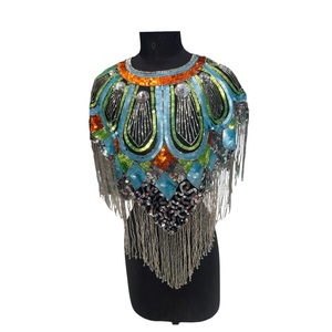 Sequissential 2026 Embellished Beaded Fringe Cape <b>Poncho</b> Embroidered Patch with 100% Cotton Fabric at Best Prices From India - Product Image 1