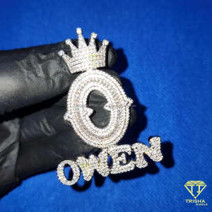 Hip Hop letra colgante nombre personalizado Hip Hop rapero laboratorio diamante Iced Out colgante 925 plata esterlina al por mayor - Product Image 2