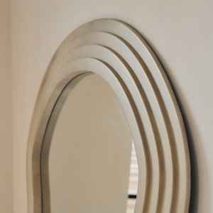 Miroir sur pied bohème multicouche fait main en bois organique avec cadre sculptural, miroir pleine longueur pour décoration moderne de salon - Product Image 4