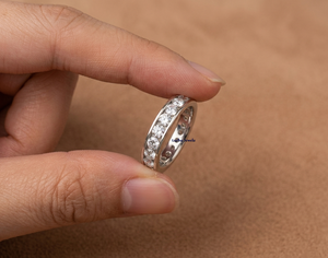 1.50Ct Brilliant Cut Lab Grown Diamond Channel <b>Set</b> Vintage F Color IGI Certified Wedding Anniversary Band 10K Solid <b>Gold</b> Women's - Product Image 4