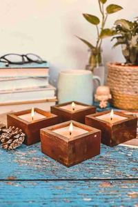 HAndmade wooden crafted candle holder jar <b>tea</b> <b>light</b> durable new eco friendly home decor here set of 4 - Product Image 2