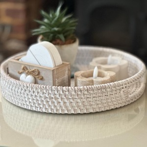Plateau décoratif moderne en rotin tressé à la main pour plantes, idéal pour anniversaires, usage quotidien, réceptions de fêtes, collection artisanale rustique pour la maison. - Product Image 2