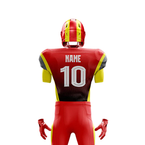 American <b>Football</b> Uniform Set With Shaded V Neck Jersey Shoulder Stripes <b>And</b> Fitted Knee Length Pants With Thigh Padding - Product Image 3
