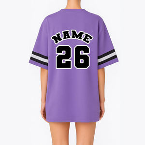 เสื้อฟุตบอลคอวีสีม่วงสำหรับผู้หญิง แขนสั้น เบอร์ 26 ทรงหลวม ใส่ได้ทุกฤดูกาล พิมพ์ลายสกรีน โพลีเอสเตอร์ - Product Image 2