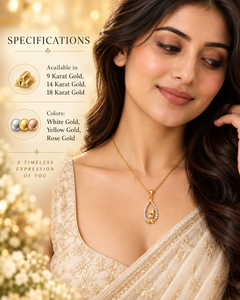 Colgante de Lágrima de Oro Sólido de 14K con Zirconia y Engaste de Bisel, Joyería Nupcial de Moda para Aniversario de Bodas - Product Image 4