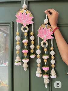 Décoration murale ethnique Shubh Labh, lotus en perles fait main pour décorations intérieures élégantes, mariages et célébrations festives - Product Image 2