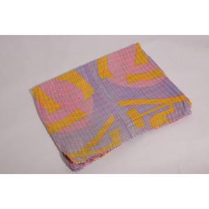 Colcha Kantha de Algodón con Estampado Floral Rosa, Hecha a Mano en India, Manta Vintage, Cubrecama Boho, Reversible - Product Image 3