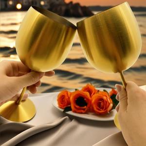 Gobelet à vin en laiton plaqué or, calice vintage gravé, coupe à pied de luxe pour mariage, bar, décoration intérieure - Product Image 2