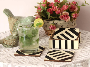 Vintage Handmade <b>Wooden</b> Drink Protection Coaster <b>Set</b> Decorative <b>Tea</b> Coffee Cup Pads for Cafe Decor - Product Image 1