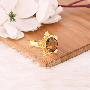 Designer Smoky Hydro Fashion <b>Ring</b> Handmade Gemstone <b>Adjustable</b> Jewelry for Women - Product Image 4