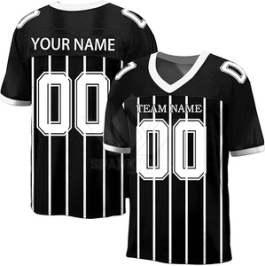 Camiseta de Fútbol Personalizada para Hombre, Azul y Negra a Rayas, Cuello en V, Manga Corta, Sublimada, Transpirable, Malla 100% Poliéster, Corte Regular - Product Image 4