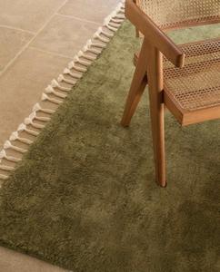 พรมขนสัตว์ทำมือสไตล์โมร็อกโก สีเขียวมะกอกเข้ม พรมปูพื้นนุ่มฟู สำหรับห้องนั่งเล่น ห้องนอน ตกแต่งบ้าน - Product Image 1