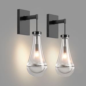 Set di Applique da Parete Moderne a Goccia, Lampade da Parete Nere Dimmerabili per Soggiorno e Bagno, Illuminazione per Specchio da Bagno - Product Image 1