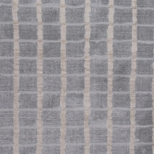 Tapis gris clair ivoire en laine à motif quadrillé, antidérapant, écologique, tufté à la main, texturé, géométrique, pour salon - Product Image 4