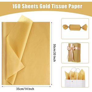 20 X 14 Pollici, Confezione da 160 Fogli di Carta Velina Dorata per Decorazioni Natalizie, Matrimoni, Compleanni - per Regali - Product Image 3