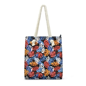 กระเป๋าถือสะพายไหล่ลายใบมอนสเตอร่าสไตล์ฮาวายสำหรับผู้หญิง รุ่นพิมพ์ตามสั่ง ดรอปชิป กระเป๋าเชือกถักทรงคลาสสิกทันสมัย ขนาด 38 - Product Image 3