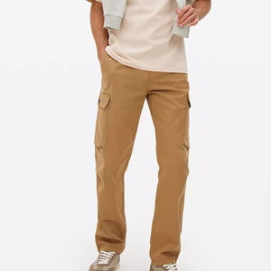 Pantalon cargo droit pour homme toutes saisons, coupe décontractée mi-élastique, multi-poches, confortable, léger, 100 % coton extensible - Product Image 3
