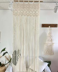 Cortina Decorativa Bohemia de Macramé con Cuentas en Forma de Hoja, Color Crema, para Decoración del Hogar, Separador de Ambientes para Sala de Estar, para Todas las Estaciones, Marca Basantpriya - Product Image 1