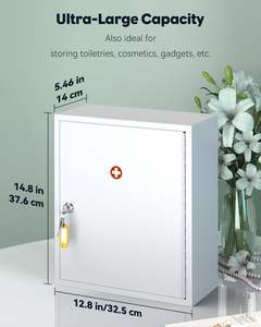Armoire murale moderne en acier inoxydable pour atelier, trousse de premiers secours d'urgence, boîte de rangement médicale, écologique, avec serrure à clé - Product Image 3