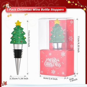 จุกปิดขวดไวน์พลาสติก ลายริ้ว สีเขียว พร้อมดาวด้านบน รูปต้นคริสต์มาส - Product Image 6