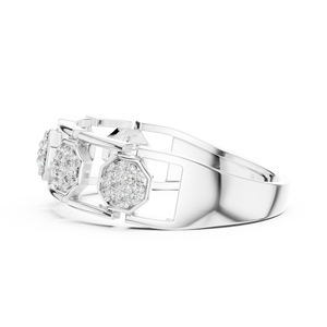Anillo de oro blanco de 18 quilates con diamantes cultivados en laboratorio, diseño de panal, chapado en rodio, de lujo, para boda, compromiso, regalo o uso diario en la oficina. - Product Image 3