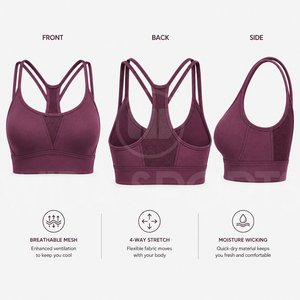 Sujetador Deportivo Premium Ligero para Mujer, de Alta Sujeción, con Tirantes Cruzados, Logotipo Frontal, de Secado Rápido, Ropa Deportiva, Proveedor Mayorista - Product Image 5