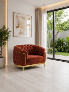 Luxury Emerald Terracota Chesterfield <b>Sofa</b> Set Tufted Design <b>Gold</b> Trim Contemporary Living Room Furniture Villa Office Lobby - Product Image 3