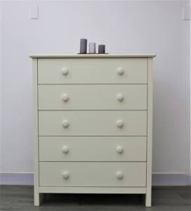 Cómoda Blanca de 5 Cajones, Diseño Minimalista de Paneles de Madera, Almacenamiento para Dormitorio, Gabinete Independiente de MDF - Product Image 4