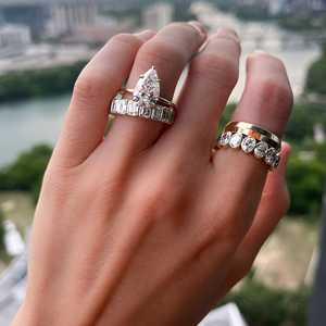5ct Pear Lab Grown Diamond Engagement <b>Ring</b> 1.25mm <b>Thin</b> Band 14k Solid Gold Floating Solitaire Wedding <b>Ring</b> Wholesale Factory - Product Image 3