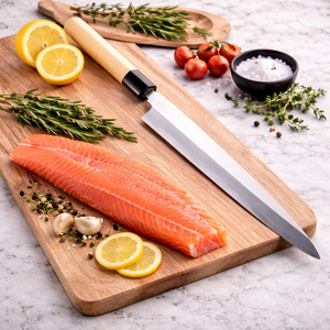 Oferta Especial: Cuchillo Japonés para Sashimi SAZ ENTERPRISES de 16 Pulgadas, Acero Inoxidable Forjado, Ecológico, Ambidiestro, Estilo Industrial, Mango de Madera - Product Image 4