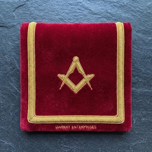 Custom Gold Bullion Wire Embroidery Light Blue Velvet Neckpiece Masonic Fraternal Society Regalia Handmade Uniform Insignia - Product Image 4