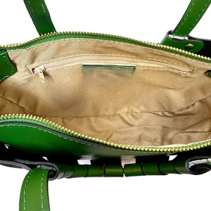 Royaa Handmade Leather Bags For WomenTote From Vintage olive-green Leather Trapezoid Bag Gold Closure Top Handle Casual Handbags - Product Image 2