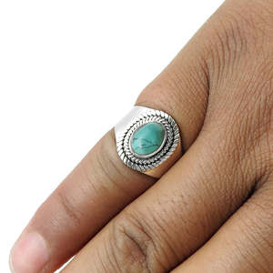 Natural <b>Turquoise</b> Gemstone <b>Ring</b> Crafted From 925 Sterling Silver Wedding Cocktail <b>Ring</b> Wholesale Factory Price Bohemian Jewelry - Product Image 4