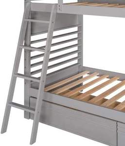 Lit superposé traditionnel en bois massif TNT avec barrières de sécurité, 2 tiroirs de rangement, convertible pour enfants, adolescents et adultes, en pin durable - Product Image 4