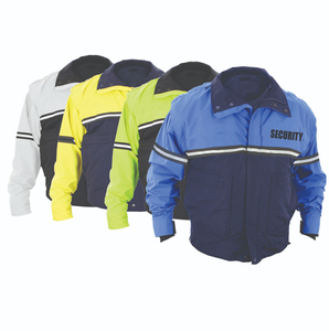 Veste de sécurité réfléchissante à col montant pour agent de sécurité, uniforme de travail, manteau d'hiver coupe-vent et imperméable, veste de patrouille de sécurité bleu-noir - Product Image 6