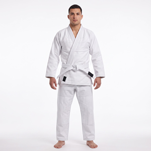 Kimono de Jiu-Jitsu traditionnel en coton lourd unisexe blanc - Product Image 1