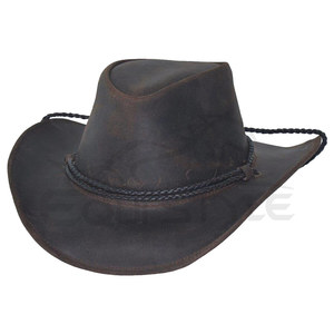 Cowboy <b>Hats</b> Wholesale Brown Distressed Leather Wide Brim <b>Western</b> <b>Hats</b> Outdoor Travel Casual Wear Private Label Leather <b>Hats</b> - Product Image 1