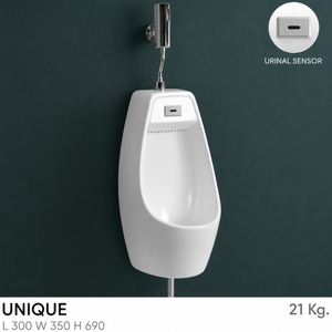Urinoir mural moderne en céramique UNIQUE avec capteur, design écologique, chasse d'eau par gravité 1,5 GPF - Product Image 2