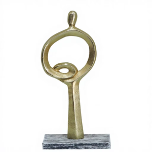 Escultura Moderna de Figura Abstracta en Aluminio Dorado - Estatua Contemporánea de la Unidad de 12 Pulgadas, Decoración para Hogar, Oficina, Estante, Regalo de Aniversario - Product Image 1