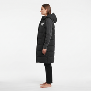 Chaleco largo acolchado para mujer con capucha, abrigo de invierno acolchado con cremallera completa, ropa de calle informal, moda, fabricante mayorista - Product Image 5