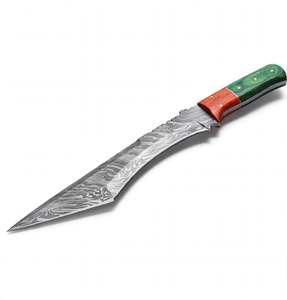 Outil utilitaire robuste pour l'extérieur en acier Damas forgé à la main avec manche en bois multicolore - Product Image 4