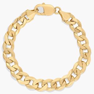 Pulsera de Cadena Plana Biselada de 8 Pulgadas en Oro Amarillo - Product Image 1