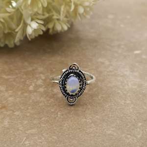 Vintage Oval Natural Moonstone Bezel <b>Set</b> Adjustable <b>Ring</b> Bohemian Oxidized 925 <b>Silver</b> Plated Ethnic Unisex Boho Jewelry Gift - Product Image 4