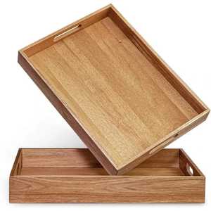 Plateau de rangement en bois rectangulaire, design moderne et luxueux, empilable, finition polie, à un seul niveau, compatible lave-vaisselle, grande capacité, pour un rangement soigné - Product Image 1